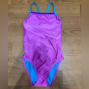 Speedo Women’s Bright Magenta One-Piece Swimsuit with Teal Trim